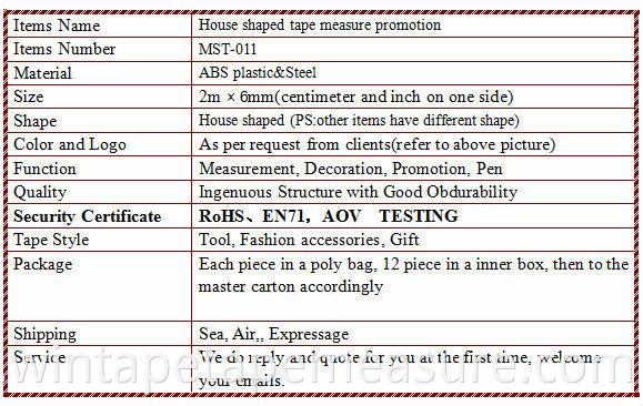 100cm Cute Stainless House Shaped Keychain Rack Tape Measure Manufacture Promotional Gifts Ruler